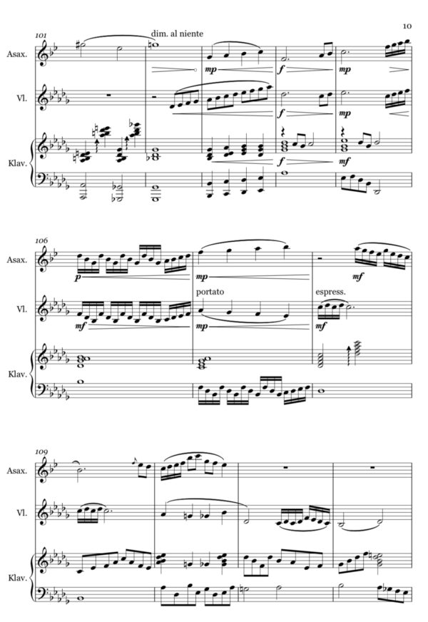Ensemblewerk "Auf zu neuen Ufern" - für Altsaxophon, Violine und Flöte – Bild 2